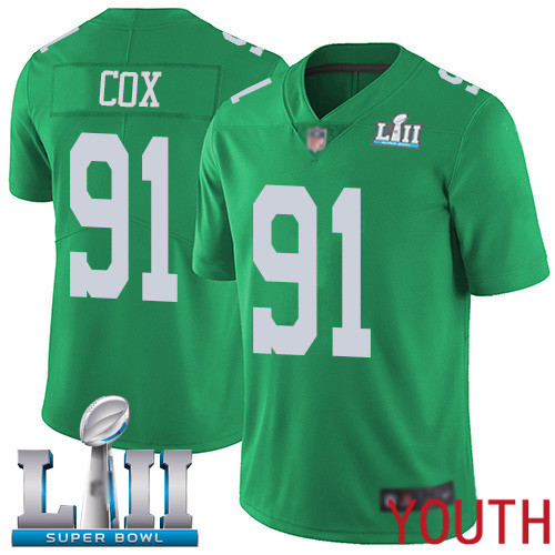 Youth Philadelphia Eagles #91 Fletcher Cox Limited Green Rush Vapor Untouchable NFL Jersey Super Bowl LII->youth nfl jersey->Youth Jersey